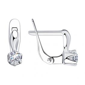 Серебряные серьги SOKOLOV 94020399 с фианитом 94020399 фото