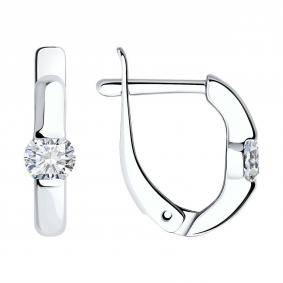 Серебряные серьги SOKOLOV 94020415-91 с фианитом 94020415-91 фото