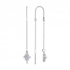 Серебряные серьги SOKOLOV 94020562 с фианитом 94020562 фото