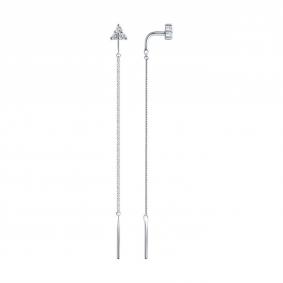 Серебряные серьги SOKOLOV 94020563 с фианитом 94020563 фото