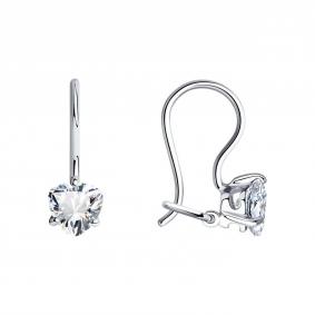 Серебряные серьги SOKOLOV 94020577-91 с фианитом 94020577-91 фото