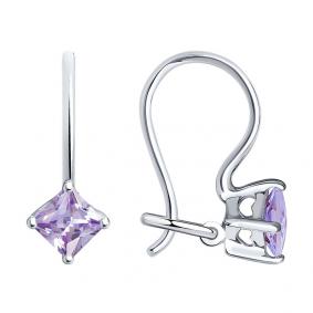 Серебряные серьги SOKOLOV 94020584 с фианитом 94020584 фото