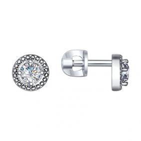 Серебряные серьги SOKOLOV 94021035 с фианитом 94021035 фото