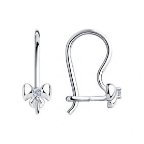 Серебряные серьги SOKOLOV 94021302 с фианитом 94021302 фото