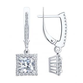 Серебряные серьги SOKOLOV 94021356 с фианитом 94021356 фото