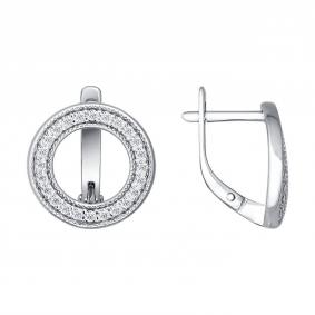 Серебряные серьги SOKOLOV 94021420-91 с фианитом 94021420-91 фото