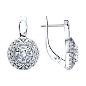 Серебряные серьги SOKOLOV 94021434 с фианитом 94021434 фото