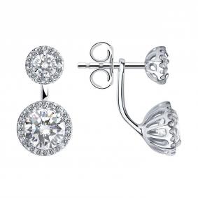 Серебряные серьги-трансформеры SOKOLOV с фианитом 94021435-91 94021435-91 фото