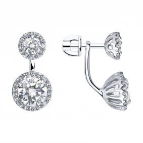 Серебряные серьги-трансформеры SOKOLOV с фианитом 94021435 94021435 фото