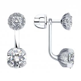 Серебряные серьги-трансформеры SOKOLOV с фианитом 94021439 94021439 фото