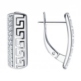 Серебряные серьги SOKOLOV 94021532-91 с фианитом и эмалью 94021532-91 фото