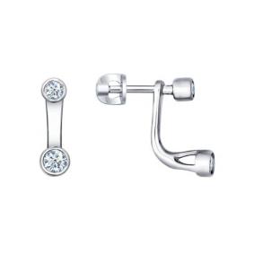 Серебряные серьги-трансформеры SOKOLOV с фианитом 94021572 94021572 фото