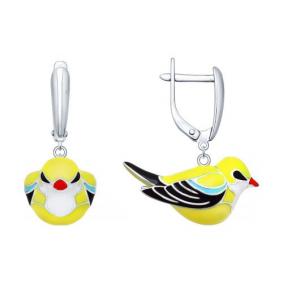 Серебряные серьги SOKOLOV 94021700 с эмалью 94021700 фото