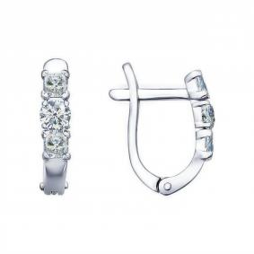 Серебряные серьги SOKOLOV 94021704 с фианитом 94021704 фото