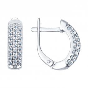 Серебряные серьги SOKOLOV 94021765-91 с фианитом 94021765-91 фото