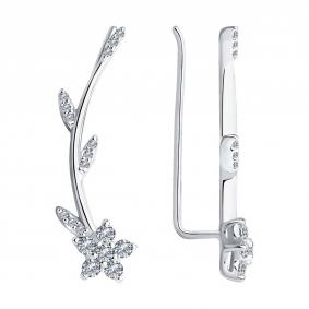 Серебряные серьги SOKOLOV 94021770 с фианитом 94021770 фото