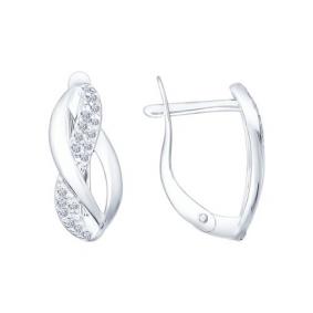 Серебряные серьги SOKOLOV 94021839 с фианитом 94021839 фото