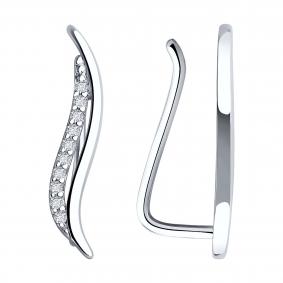 Серебряные серьги SOKOLOV 94021850 с фианитом 94021850 фото