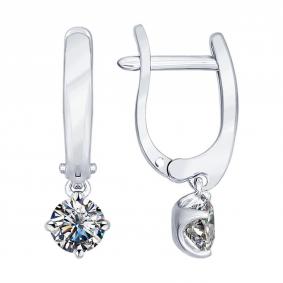 Серебряные серьги SOKOLOV 94021940-91 с фианитом 94021940-91 фото