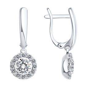 Серебряные серьги SOKOLOV 94021953-91 с фианитом 94021953-91 фото