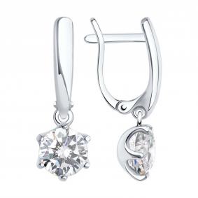 Серебряные серьги SOKOLOV 94021995-91 с фианитом 94021995-91 фото