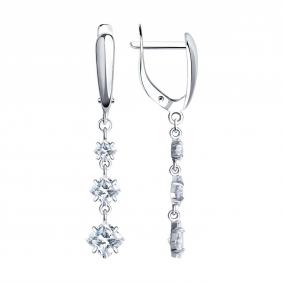 Серебряные серьги SOKOLOV 94022012-91 с фианитом 94022012-91 фото