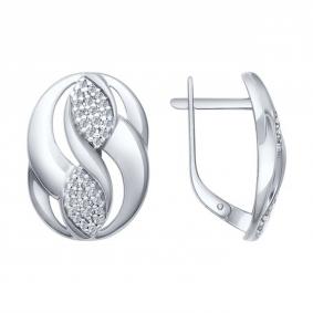 Серебряные серьги SOKOLOV 94022049 с фианитом 94022049 фото