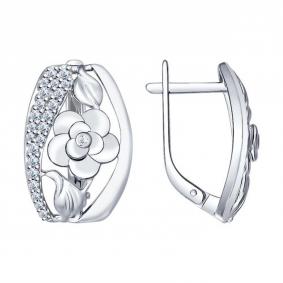 Серебряные серьги SOKOLOV 94022187 с фианитом 94022187 фото