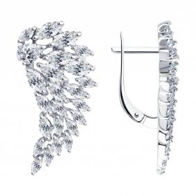 Серебряные серьги SOKOLOV 94022194 с фианитом 94022194 фото