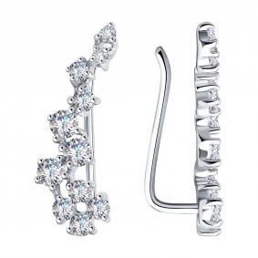 Серебряные серьги SOKOLOV 94022203-91 с фианитом 94022203-91 фото