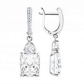 Серебряные серьги SOKOLOV 94022206-91 с фианитом 94022206-91 фото