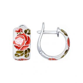 Серебряные серьги SOKOLOV 94022261 с эмалью 94022261 фото