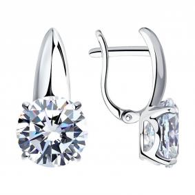 Серебряные серьги SOKOLOV 94022274-91 с фианитом 94022274-91 фото