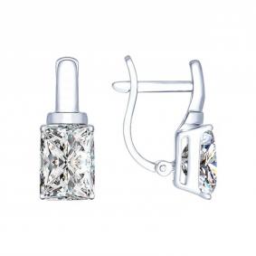Серебряные серьги SOKOLOV 94022276-91 с фианитом 94022276-91 фото