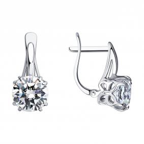 Серебряные серьги SOKOLOV 94022291-91 с фианитом 94022291-91 фото