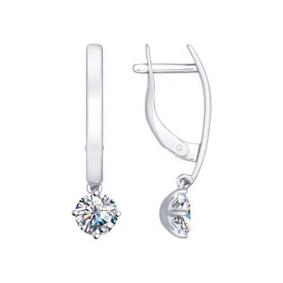 Серебряные серьги SOKOLOV 94022297 с фианитом 94022297 фото