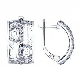 Серебряные серьги SOKOLOV 94022362 с фианитом 94022362 фото