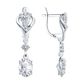 Серебряные серьги SOKOLOV 94022407 с фианитом 94022407 фото