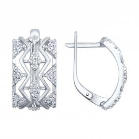 Серебряные серьги SOKOLOV 94022415 с фианитом 94022415 фото