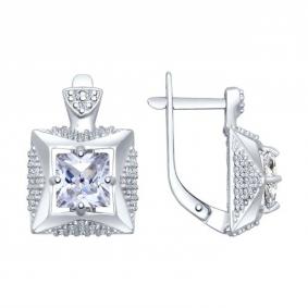 Серебряные серьги SOKOLOV 94022418 с фианитом 94022418 фото