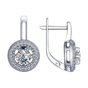 Серебряные серьги SOKOLOV 94022451 с фианитом 94022451 фото