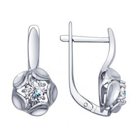 Серебряные серьги SOKOLOV 94022466 с фианитом 94022466 фото