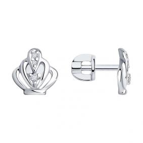 Серебряные серьги SOKOLOV 94022477 с фианитом 94022477 фото