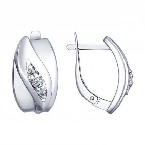 Серебряные серьги SOKOLOV 94022518 с фианитом 94022518 фото