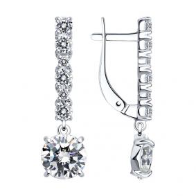 Серебряные серьги SOKOLOV 94022529 с фианитом 94022529 фото