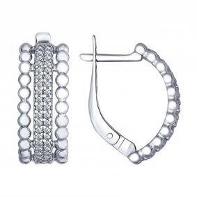 Серебряные серьги SOKOLOV 94022605 с фианитом 94022605 фото