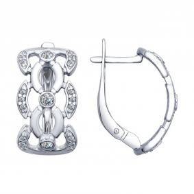 Серебряные серьги SOKOLOV 94022636 с фианитом 94022636 фото