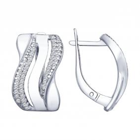 Серебряные серьги SOKOLOV 94022652 с фианитом 94022652 фото