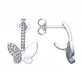 Серебряные серьги SOKOLOV 94022659 с фианитом 94022659 фото