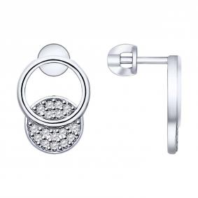 Серебряные серьги SOKOLOV 94022747 с фианитом 94022747 фото